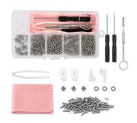 JADUFHU 500 Pcs Eyeglass Repair Tool Set,Spectacle Repair Kit,with Mini Screwdrivers,Screws Nuts,Silicone Nose Pads,Tweezer,Glasses Cloth,for Sunglasses,Watches,and Small Elec