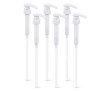 JADUFHU 6 Pack White Syrup Pump, Food-Grade Plastic Dispenser Pump for 750ml-1L Bottles, Compatible with Most Syrup Brands, Easy Clean & Durable for Coffee, Cocktail, Home Cafe Bar