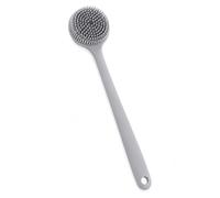JADUFHU B Ergonomic Shower Brush, Double Function, Food Grade Silicone, Grey 37.5 cm - Cleans Back and Applies Cream Easily