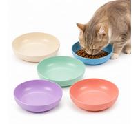 JADUFHU Cat Bowl 5 Colours, Large Round Anti Glutton, Flat Bowl, Anti Fatigue Vibrisses, Stimulates Appetit Multichat, Easy to Clean Dishwasher, Light Gift, Wet Dry Water, Travel Camping