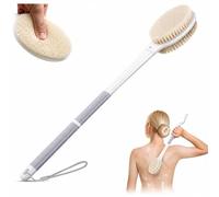 JADUFHU Shower Back Brush, 44 cm Long Handle Non Slip, Soft and Firm Bristles, Exfoliating Brush for Women, Men and the Elderly, Grey