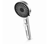 JADUFHU Shower Head with Filter, Anti-Lime, 6 Jet Types, Shower Head with Filter and Pause Button, Self-Cleaning Silicone Nozzles, Water Saving