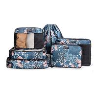 Jadyn 6 Pack Large Storage Cubes for Travel Suitcase Duffle Bag Luggage Multiple Travel Essential Sizes (Navy, Floral)