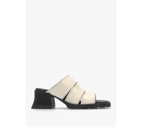 Jadzia Cream Leather Block Heel Mules - Beige Leather / 36