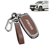 Jaecoo 7 Key Fob Holder,for Jaecoo 7 Car Accessories Ultimate Key Security,for Omoda 5 Key Holder Universal Fit with Lychee Grain Leather Zinc Alloy Construction,Key Cover,Car Key Cover (Brown)