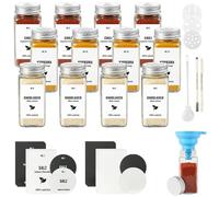 JAECU 12Pcs Glass Spice Jars with Aluminium Lids 120ml Seasoning Bottle | Small Square Spice Containers with Shaker, for Herbs, Salt, Pepper, Msg, White