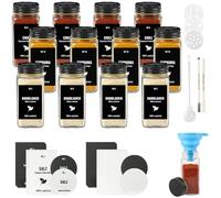 JAECU 12Pcs Glass Spice Jars with Aluminium Lids 120ml Square Spice Bottle | Small Seasoning Containers with Shaker, for Herbs, Salt, Pepper, Msg, Black