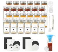 JAECU 24Pcs Glass Spice Jars with Aluminium Lids 120ml Seasoning Bottle | Small Square Spice Containers with Shaker, for Herbs, Salt, Pepper, Msg, White