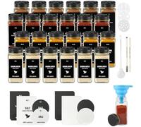 JAECU 24Pcs Glass Spice Jars with Aluminium Lids 120ml Square Spice Bottle | Small Seasoning Containers with Shaker, for Herbs, Salt, Pepper, Msg, Black