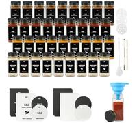 JAECU 36Pcs Glass Spice Jars with Aluminium Lids 120ml Square Spice Bottle | Small Seasoning Containers with Shaker, for Herbs, Salt, Pepper, Msg, Black
