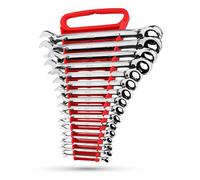 Jaeger 16Pc Inch SAE Reversible Ratcheting Combination Wrench Set with Lock in Rack Reversible Master Set with Ratchet Speed Wrenches and A Lock in Rack Case