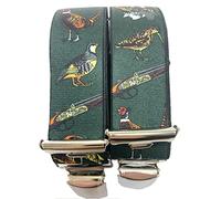 Jäger Braces - Austria Vienna - 35 mm Wide Braces with 4 Clips in H-Shape Adjustable Elastic Braces with Strong Metal Clip / Hunting Dog Green ST-010, turquoise-blue, 110 cm