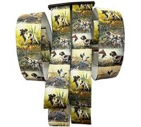 Jäger Braces Silk Shiny Hunting Dog Duck Design Austrian Vienna 35 mm Wide with 4 H-Shape Clips Adjustable Elastic Strong Metal Clip KS Hunting Dog G-010, Yellow, 105, yellow, 105 cm