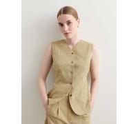 JAEGER Cotton Rich Checked Seersucker Waistcoat Yellow Mix