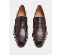 JAEGER Leather Block Heel Loafers Chocolate
