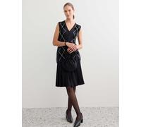 JAEGER Merino Wool Rich Beaded Argyle Knitted Vest Navy Mix