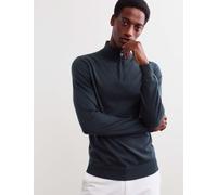 JAEGER Merino Wool with Silk Half Zip Jumper Navy