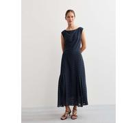 Jaeger Women's Geometric Lace Midaxi Skater Dress - 16 - Navy, Navy