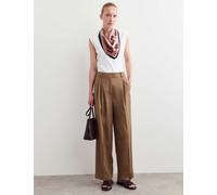 JAEGER Wool Rich Pleat Front Wide Leg Trousers Camel