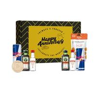Jägermeister Happy Anniversary Set - Mini Spirits & Energy Drinks with Snacks | Miniature Alcohol Bottles | Gift Set, Gifts for Him, Her,