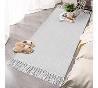JaeMoose Boho Geometric Cotton Runner Rug, Light Grey, 60 x 130 cm