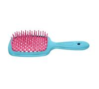 Jäneke SUPERBRUSH Hair Brush for All Hair Types, Light Blue Body with Curly Pink Bristles, Vented, Detangling, Soft, Massage, Unisex Adult