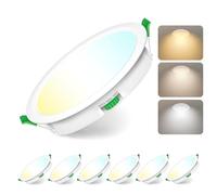 Jaenmsa LED Downlights Ceiling, 10W 800lm Dimmable Spotlights, IP44 Bathroom Downlights, Slim Recessed Spot Lights, Warm White 3000K, Neutral White 4000K, Cool White 6500K, Cutout 95-105mm, 6 Pack