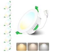 Jaenmsa LED Downlights for Ceiling, 4W 300lm Dimmable Spotlights, IP44 Bathroom Downlights, Slim Recessed Spot Lights, Warm White 3000K, Neutral White 4000K, Cool White 6500K, Cutout 55-65mm, 6 Pack
