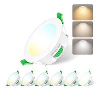 Jaenmsa LED Downlights for Ceiling, 8W 640lm Dimmable Spotlights, IP44 Bathroom Downlights, Slim Recessed Spot Lights, Warm White 3000K, Neutral White 4000K, Cool White 6500K, Cutout 75-85mm, 6 Pack