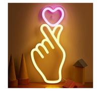 Jaeooai Hand+Heart LED for neon Signs Wall Art for Bedroom Holiday Birthdays Bars Decor Lamp Wall neon Decor