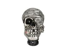 Jaeooai Universal Car Gear Shift Knob Skull Head Styling Auto Manual Shifter W/Sleeve Adapter(Silver)