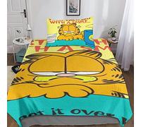 Jaerb Garfield Bedding Set Soft Microfiber 3D Anime Quilt Duvet Cover Sets 2 Pieces with Pillow Case Cover Soft Duvet Set with Zipper Closure for Kids Teens Adults Single（135x200cm）