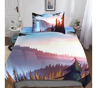 Jaerb Gravity Falls 2 Pieces Bedding Set Duvet Cover Microfiber Anime Quilt Cover 3D Printed for Boys Adult Microfibre Set with Pillowcases with Zipper Closure Comforter Cover Single(135x200cm)