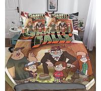 Jaerb Gravity Falls Bedding Set Soft Microfiber With Pillow Cases 3 Pieces For Boys Youth Teens Anime Quilt Cover 3D Printed Duvet Cover Set Girls Boys Bedroom Decor Double（200x200cm）