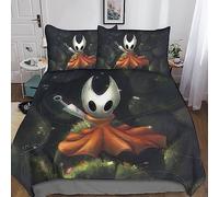 Jaerb Hollow Knight Bedding Set For Boys 3 Pieces Microfiber Video Games Quilt Cover Duvet Cover Set with Pillowcases Girls Boys 3D Printed with Zipper Closure Comforter Cover Double（200x200cm）