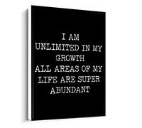 Jaesxxco Abundance Quote Print,I Am Unlimited In My Growth,Positive Thinking Motivational Print Canvas Wall Art For Living Room Bedroom Office Home Decoration Artwork 121X6Inch Unframed
