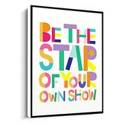 Jaesxxco Be A Star Of Your Own Show,Birthday Art Print,Colourful Party Decor,Tropical Nursery Poster Canvas Wall Art For Living Room Bedroom Office Home Decoration Artwork 121X6Inch Unframed