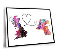 Jaesxxco Black Office Decor,Gifts For Travel Lovers,Map Wall Art,Watercolor Map Printing,Dining Room Decorations,Britain To Kuwait Travel Poster Watercolour Print,12x16 Inch UnFramed Wall Art