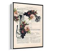 Jaesxxco Botanic Peony Ovary Cervix Anatomy Print Vintage Floral,Human Science Art Drawing Canvas Wall Art For Living Room Bedroom Office Home Decoration Artwork 121X6Inch Unframed