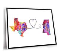 Jaesxxco Canvas Abstract Wall Art Large,Modern Dining Room Decor,Gifts For Travel Lovers,Map Wall Art,Watercolor Map Printing,Texas To Minnesota Travel Watercolour Print,12x16 Inch UnFramed Wall Art