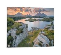 Jaesxxco Canvas Art Wall Decor A Lake Surrounded By Mountains At Sunset Wall Art Decor Unframed Painting Wall Pictures Prints Artwork For For Living Room,Bedroom,Office Gallery 12x16Inch