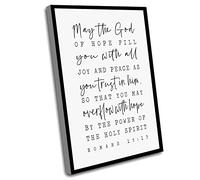 Jaesxxco Canvas Art Wall Decor For Bedroom,Romans 15 13 May The God Of Hope Fill You With All Joy And Peace Bible Verse Print Christian Jesus Scripture Printable Baptism,12x16 Inch UnFramed White 10