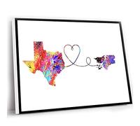 Jaesxxco Canvas Art Wall Decor,Funny Living Room Decor,Gifts For Travel Lovers,Map Wall Art,Watercolor Map Printing,Texas To Guinea-Bissau Travel Watercolour Print,12x16 Inch UnFramed Wall Art