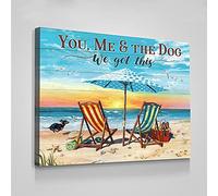 Jaesxxco Canvas Frame Beach You Me And The Dog We Got This Art Decor Poster Canvas Wall Art For Living Room Bedroom Office Home Decoration Artwork 121X6Inch Unframed