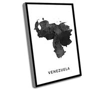 Jaesxxco Canvas Map Print, Venezuela Political Map Art Poster, Black, 12 X 16 Inch Unframed Wall Art