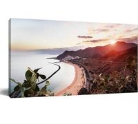 Jaesxxco Canvas Painting Wall Art Sunset At Playa De Las Teresitas Tenerife Canary Islands Wall Decor For Poster For Living Room Bedroom Office School Home Decoration 12x16 Inch Unframed
