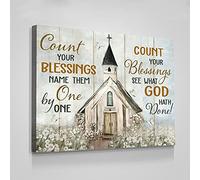 Jaesxxco Canvas Print Church Count Your Blessings See What God Hath Done Canvas Wall Art For Living Room Bedroom Office Home Decoration Artwork 121X6Inch Unframed