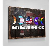Jaesxxco Canvas Unframed Poster Hate Has No Home Here Pride Print Art Room Decor Canvas Wall Art For Living Room Bedroom Office Home Decoration Artwork 121X6Inch Unframed