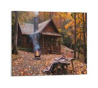 Jaesxxco Canvas Wall Art A Cozy Log Cabin Nestled In The Wood Wall Art Poster Decorative Painting For Living Room Bedroom Office Home Decoration Artwork 12x16Inch Unframed