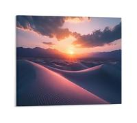 Jaesxxco Canvas Wall Art A Serene Sunset Over Rolling Sand Dunes With Mountains Wall Art Poster Decorative Painting For Living Room Bedroom Office Home Decoration Artwork 12x16Inch Unframed